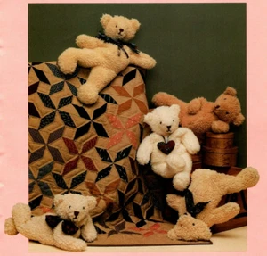 Teddy Bear Magic Doll & Quilt Pattern Soft Sculpture Cottage Folk Art Bean Bag - Picture 1 of 2