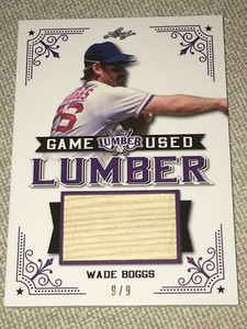 WADE BOGGS 2021 Leaf LUMBER Gane Used Bat #9/9 RED SOX YANKEES DEVIL RAYS