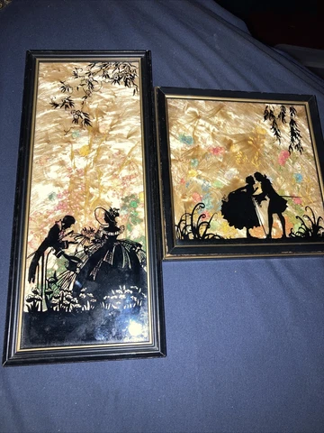 Set of 2 Fisher Silhouettes COTTAGE CORE Mohair Dried Flowers 9.5”x4”—5.5" Cover