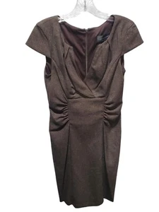 Connected Apparel Women's Shimmering Brown Ruched Dress Size 6 - Picture 1 of 7