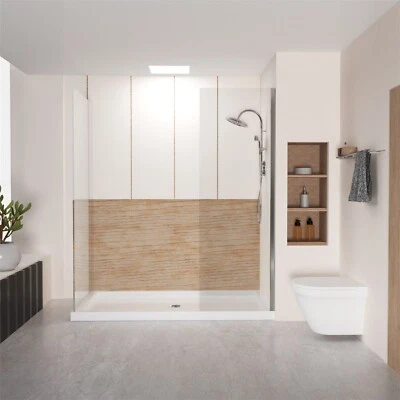 Base de ducha de doble umbral de drenaje central de 60 x 32 pulgadas, superficie plana, lado derecho Foto 1 de 4