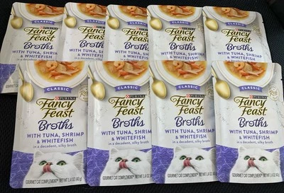 Purina Cat Food Fancy Feast Broths With Tuna, Shrimp & Whitefish 1.4 oz. 9 Pack - Image 1 of 2