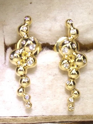 Brincos de ouro amarelo 18k com diamantes Georg Jensen 0,750 uvas luar, pequenos - Imagem 1 de 4