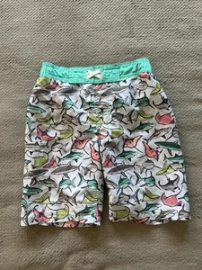 Boys Cat and Jack Shark Print Swim Trunks Size 8/10 - Picture 1 of 3