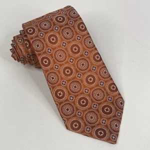 Silk Tie 7 Fold Daniel Cremieux Ltd Edit. Signature Collection Orange Geometric - Picture 1 of 9