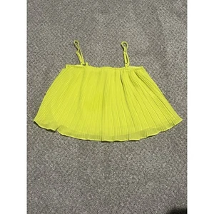 Favlux Fashion Women's Neon Yellow Smocked Spaghetti Crop Top Tank Top, Sz S - Picture 1 of 5