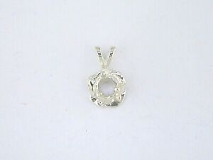Round Rose Pendant Setting Sterling Silver  