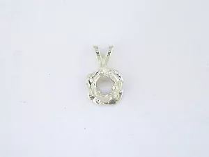 Round Rose Pendant Setting Sterling Silver - Picture 1 of 2