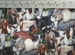 Elizabeth's Studio ~ Realistic GOATS AND KIDS #2 ~ 100% Cotton Quilt Fabric BTY - Picture 1 of 1