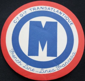 Vintage CGT FRENCH LINE Round M Initial Label NOS Unused - Picture 1 of 1
