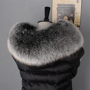 100% Echt Fuchspelz Kragen Echt Schals Winterjacken Kapuze Besatz Warm Schal - Bild 1 von 44