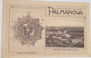 1913 PALMANOVA -PIANTA e Panorama verso Porta Udine , cartolina a Thaon di Revel - Imagen 1 de 2