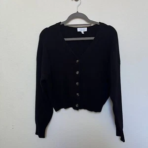 & Other Stories Women's Classic Button Up Cardigan Black Size Small Preppy - Picture 1 of 5