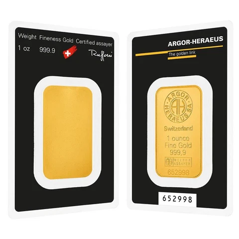 1 oz Gold Bar - Argor-Heraeus .9999 Fine (In Assay) Cover