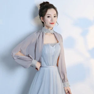 Women Chiffon Shrug Bolero Bridal Wedding Evening Dress Wrap Shawl Tops Elegant - Picture 1 of 20