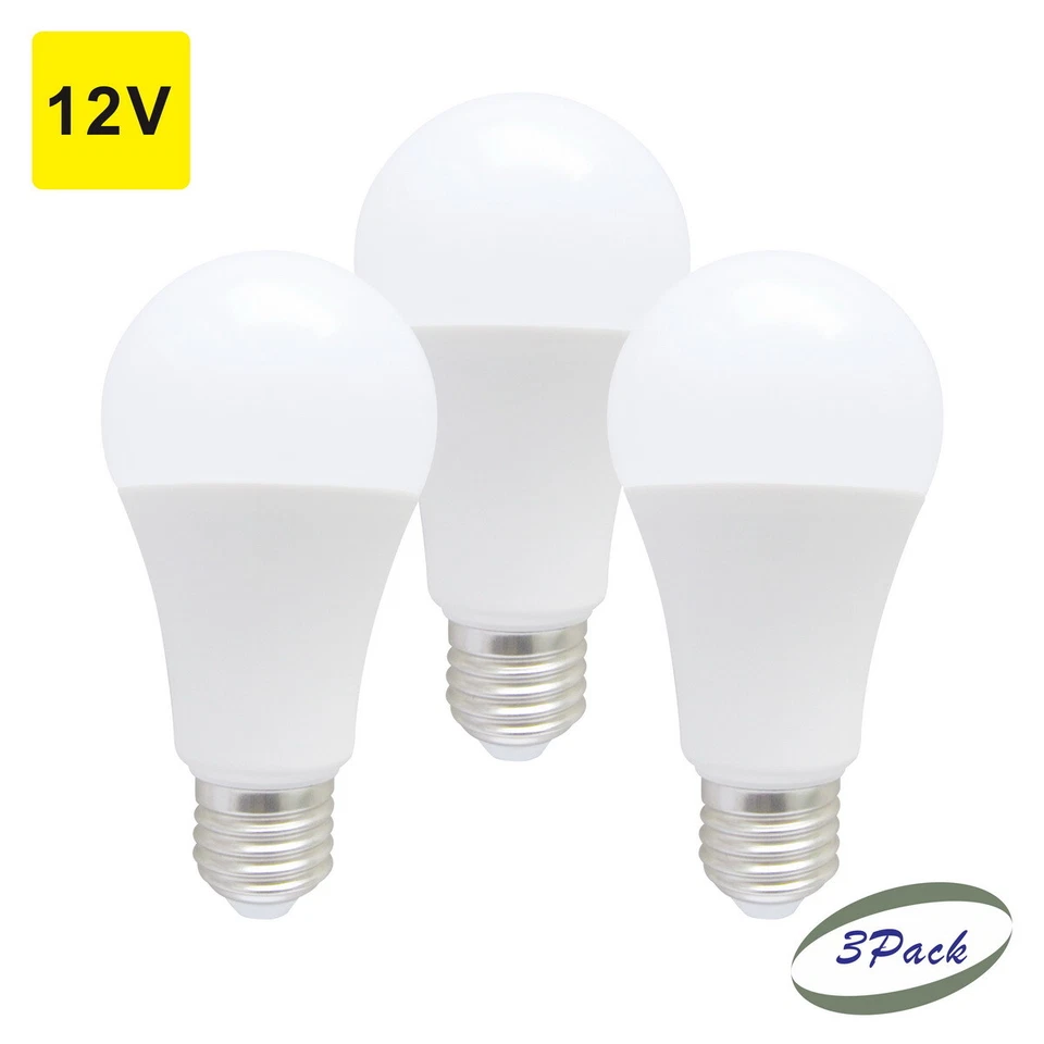 3Pack A19=A60 Led Globe Lamp E26 Base 8W 12V Cool White Energy Saving Light Bulb - Image 1 of 4
