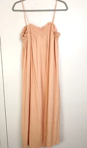 HM Dress Womens Medium Shapeless Sundress Smocked Peach Textured Gauze Lined - Picture 1 of 10