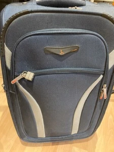 SIROCCO suitcase, small 2-wheel canvas softshell in blue, unisex, retract handle - Picture 1 of 9