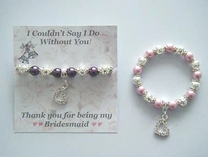I COULDN'T SAY I DO WITHOUT YOU HEART CHARM PEARL BRACELET WEDDING THANK YOU - Picture 1 of 17