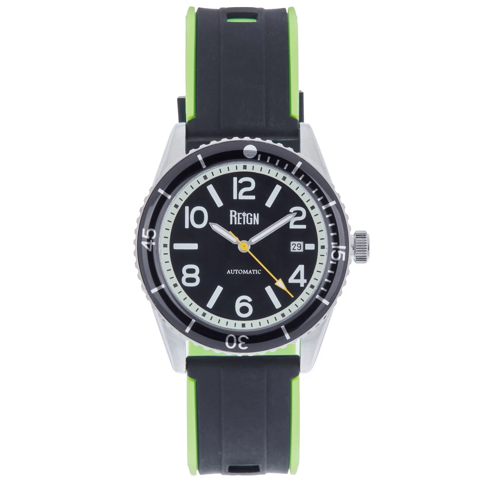 Reign Gage Automatic Watch w/Date - Silver/Black