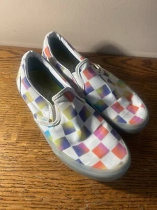 Unisex Multicolor Checkered Vans Slip On Shoes Men 6.5 Womens 8 - Picture 1 of 7