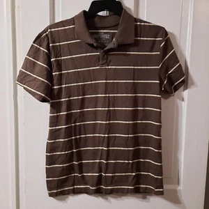 Aeropostale Brown Striped Polo Shirt Sz Medium EUC - Picture 1 of 5