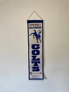 Baltimore Colts Banner Super Bowl V NFL Embroidered Banner 32” - Picture 1 of 9