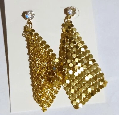 Ohrstecker Strass Ohrringe goldf lang Flatterohrringe - Bild 1 von 3