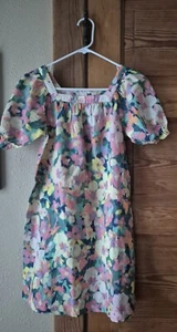 NWT Girls XL Gap Linen Blend Puff Sleeve Floral Dress - Picture 1 of 8