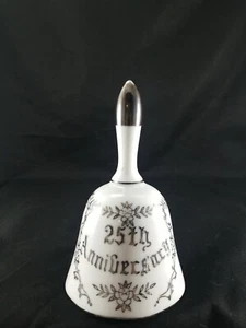 Vintage Silver Trim 25th Anniversary Ceramic Bell - Japan - Picture 1 of 4