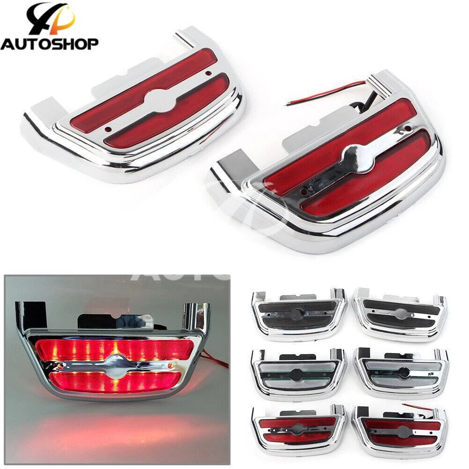 Cubierta de estribo de pasajero con luz LED para Harley Touring Road King Foto 1 de 4