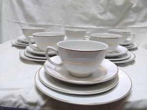 Antikes W.H GRINDLEY SATIN WEISSGOLDRAND Teetassen & Teller 26-teiliges Set mit BONUS! - Bild 1 von 10