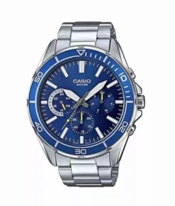 Mens Wristwatch CASIO MTD-1053D-2AVES Stainless Steel Blue Classic Sub 200mt - Picture 1 of 6