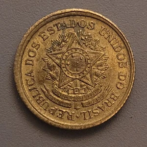 RARE 1956 Brazil Brasil One 1 Cruzeiro Coin - Low-Mintage - 1 Year Only Design - Picture 1 of 2