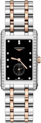 New Swiss Made Longines DolceVita Black Diamond Dial Rose Gold/Steel Men's Watch - Image 1 of 3