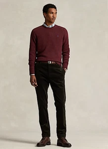 Polo Ralph Lauren Men Wine Wool-Blend Saddle-Sleeve Sweaters Size L NWT - Picture 1 of 7