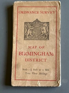 Vintage Ordnance Survey One Inch Cloth Map, Birmingham District,  1933 - Bild 1 von 1