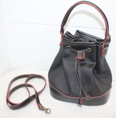 Vintage Y2K Tommy Hilfiger Bucket Bag Purse Black, PVC, w/ Shoulder Strap, EUC!! - Image 1 of 4