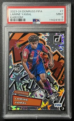 LAMINE YAMAL PSA 9 2023 PANINI DONRUSS #7 KABOOM SSP ДЕБЮТАНТ RC BARCELONA KABOOM! - Изображение 1 из 3