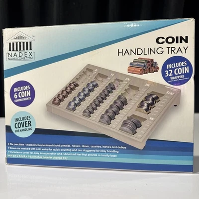 Bandeja de manejo de monedas Nadex de 6 compartimentos con tapa clasificador de monedas cajero NUEVO Foto 1 de 4