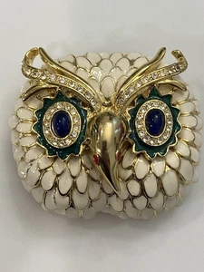 Chunky KJL Kenneth Jay Lane Owl Brooch Read - Picture 1 of 7