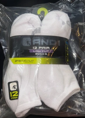 AND1 Blanco 12 Pares Calcetines Tobillo Corte Bajo Compresión Arco Hombre Zapato Talla 6-12.5 Foto 1 de 2