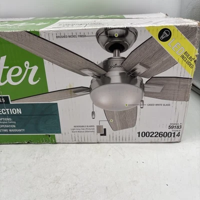 Hunter Antero 54” Ceiling Fan Light Kit Brushed Nickel Grey Oak Walnut 59183 - Image 1 of 4
