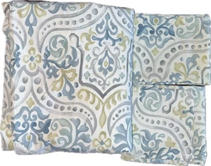 Edredón Pottery Barn Jessie Scroll de 3 fundas de almohada estándar tamaño completo/queen azul - Imagen 1 de 13