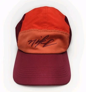 Nike Aerobill aw84 5 panel dri-fit hat cap Orange Red Running Energy QS Adjustab - Picture 1 of 9