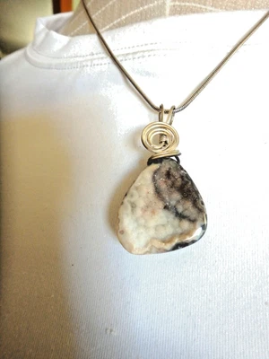 Pingente de ágata jaspe feito à mão prata esterlina 925 - Imagem 1 de 4