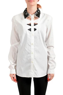 Viktor & Rolf Women's White Embellished Long Sleeve Blouse Top US L IT 44 - Image 1 of 4