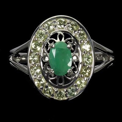 925 Sterling Silber Ring Oval Smaragd 6x4mm Peridot Natur Edelstein Schmuck 8 - Bild 1 von 4