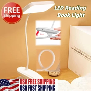 LED Reading Book Light w/Clip Flexible USB Rechargeable Bed Travel Desk Laptop - Picture 1 of 19