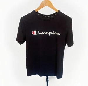 Champion Mens Small Black Spellout Print Short Sleeve Tshirt Workout Sportswear - Picture 1 of 2